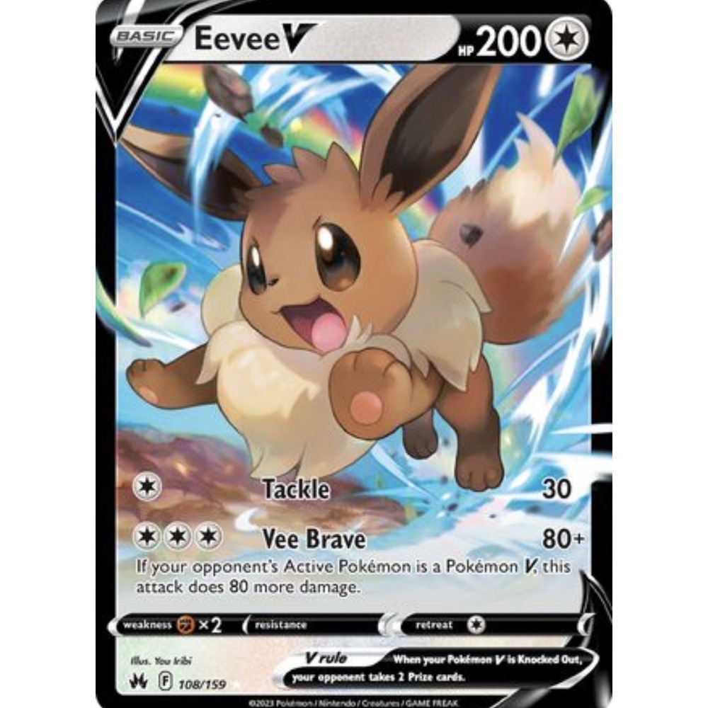 Pokemon Eevee V 108/159 Crown Zenith Ultra Rare Holo Full Art Card 2023 SWSH